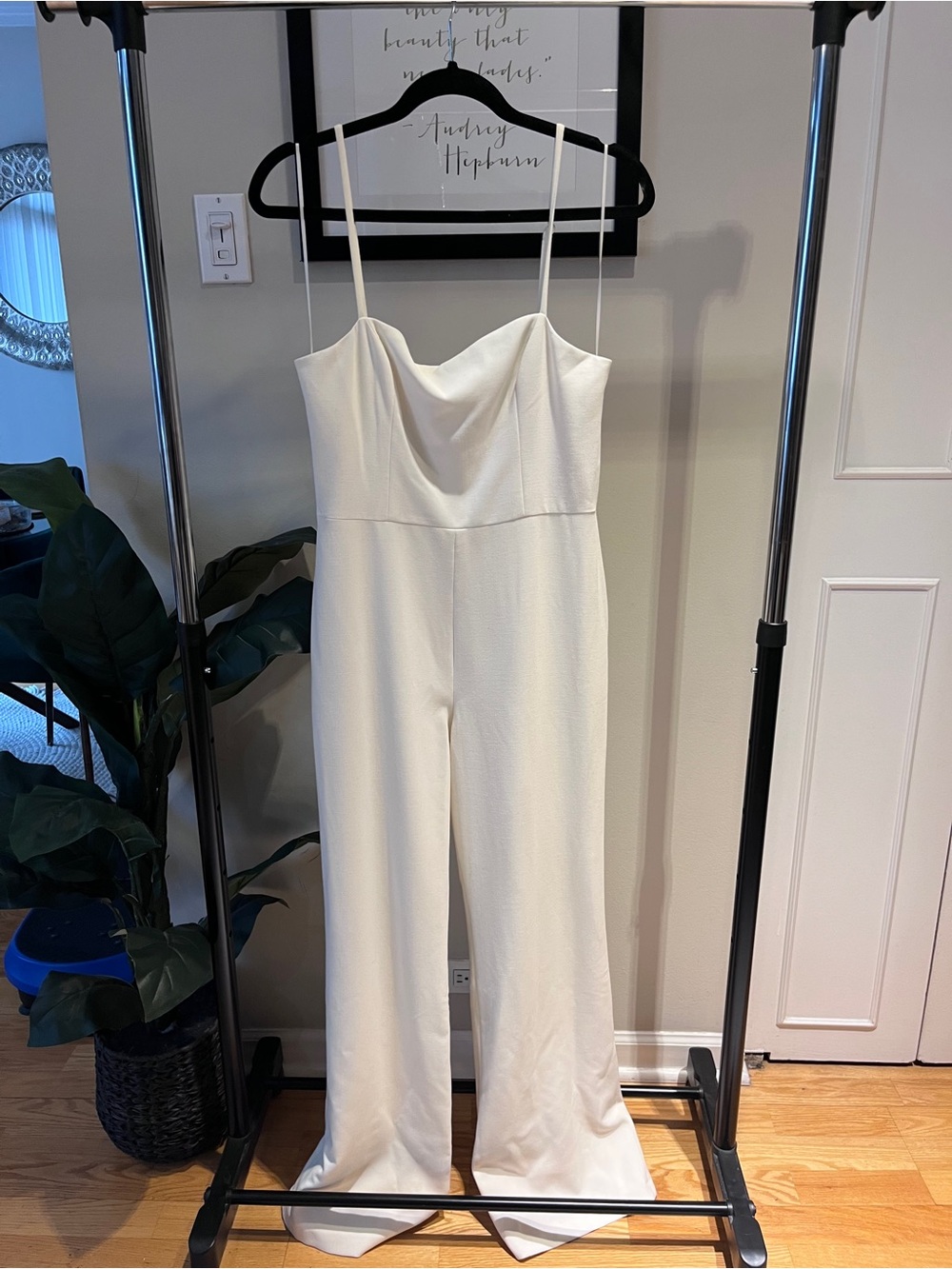 French Connection White Subtle Sweetheart Neckline Wide-Leg Jumpsuit - Size US 8